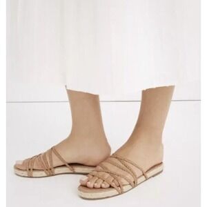 NEW Madewell The Kathryn Espadrille Leather Boho Resort Slide Sandal Brown 9.5